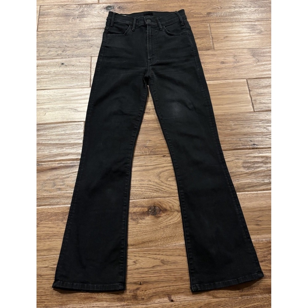 MOTHER The Hustler Ankle Jeans High Rise Not Guilty Black Size 24